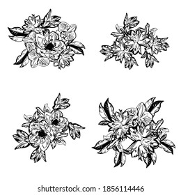 Blumengarnitur. Sammlung von Blumenelementen