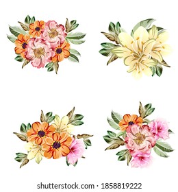 Flowers set. Collection of floral elements