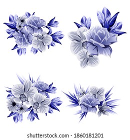Flores puestas. Colección de elementos florales