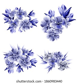 Flores puestas. Colección de elementos florales