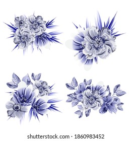 Flowers set. Collection of floral elements