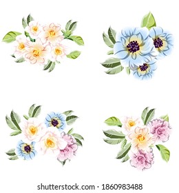 Flowers set. Collection of floral elements