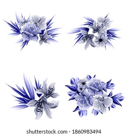 Flowers set. Collection of floral elements