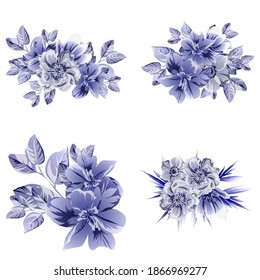Blumengarnitur. Sammlung von Blumenelementen