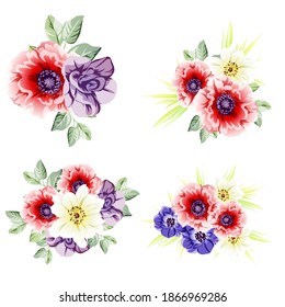 Flowers set. Collection of floral elements
