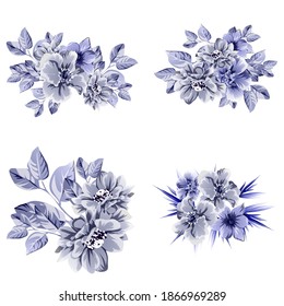 Flowers set. Collection of floral elements