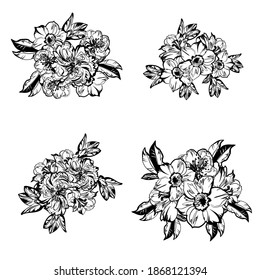 Flores puestas. Colección de elementos florales