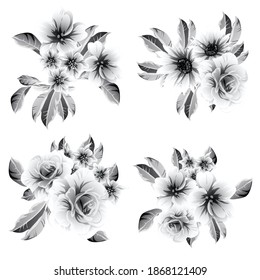 Flowers set. Collection of floral elements