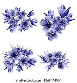 Flores puestas. Colección de elementos florales