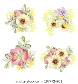 Flowers set. Collection of floral elements