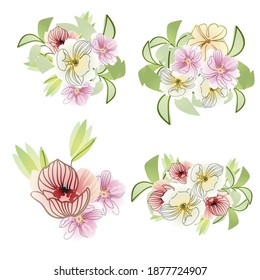 Flowers set. Collection of floral elements
