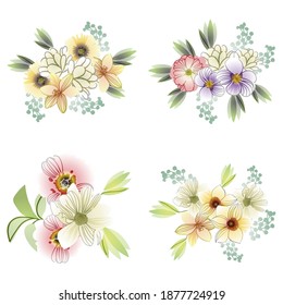 Flowers set. Collection of floral elements