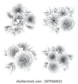 Flowers set. Collection of floral elements