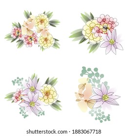 Flowers set. Collection of floral elements
