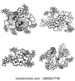 Flowers set. Collection of floral elements