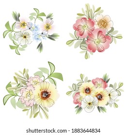 Flowers set. Collection of floral elements