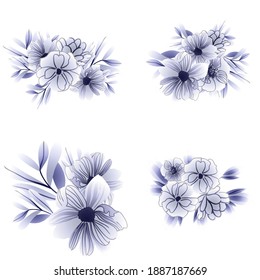Flowers set. Collection of floral elements