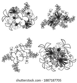 Flores puestas. Colección de elementos florales