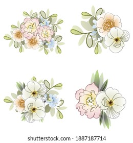 Flowers set. Collection of floral elements