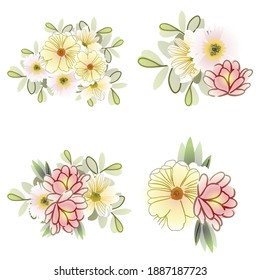 Flowers set. Collection of floral elements