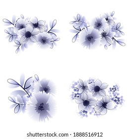 Flowers set. Collection of floral elements