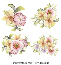 Flowers set. Collection of floral elements