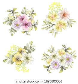 Flowers set. Collection of floral elements