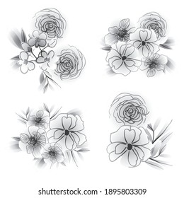 Flowers set. Collection of floral elements