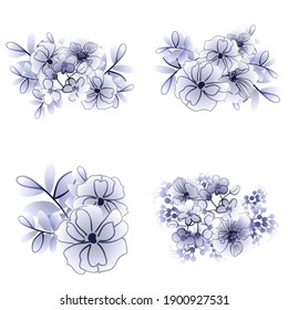 Flowers set. Collection of floral elements