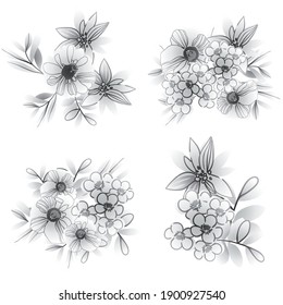 Flowers set. Collection of floral elements