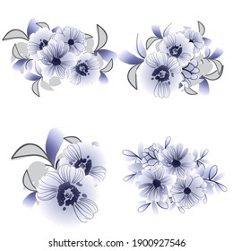 Flowers set. Collection of floral elements