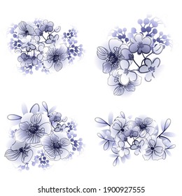 Flowers set. Collection of floral elements