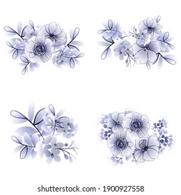 Flowers set. Collection of floral elements