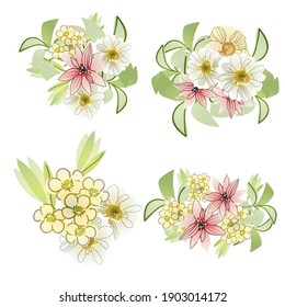 Flores puestas. Colección de elementos florales