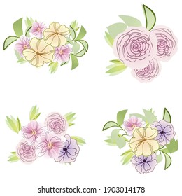 Blumengarnitur. Sammlung von Blumenelementen