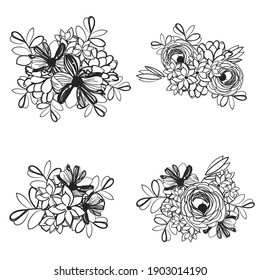 Flowers set. Collection of floral elements