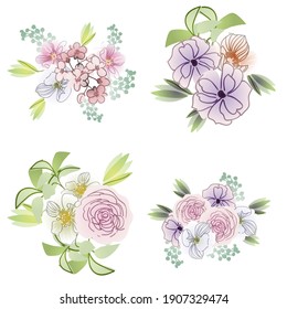 Flowers set. Collection of floral elements