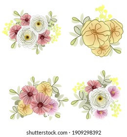 Flowers set. Collection of floral elements
