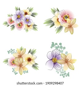 Flowers set. Collection of floral elements