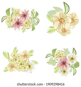 Blumengarnitur. Sammlung von Blumenelementen