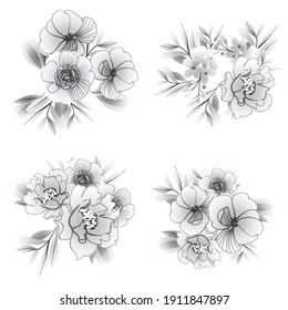 Flowers set. Collection of floral elements