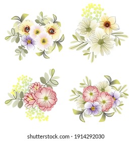 Flowers set. Collection of floral elements