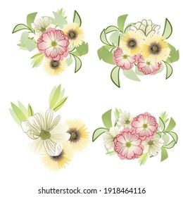Flores puestas. Colección de elementos florales