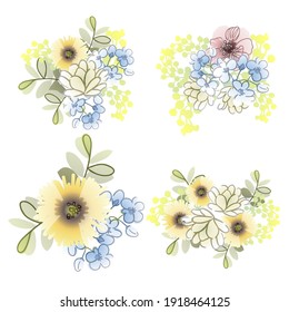 Flowers set. Collection of floral elements