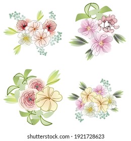 Flowers set. Collection of floral elements