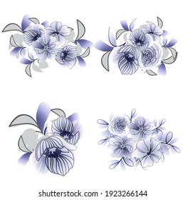 Flores puestas. Colección de elementos florales