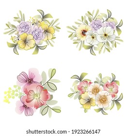 Flowers set. Collection of floral elements