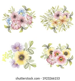 Flowers set. Collection of floral elements