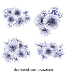 Flowers set. Collection of floral elements
