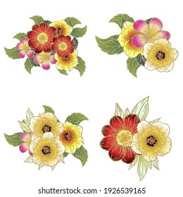 Flowers set. Collection of floral elements